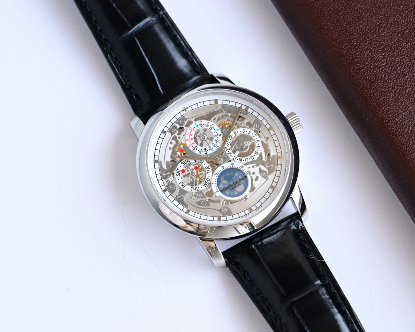Skeleton Moonphase Chronograph – Black Leather Edition