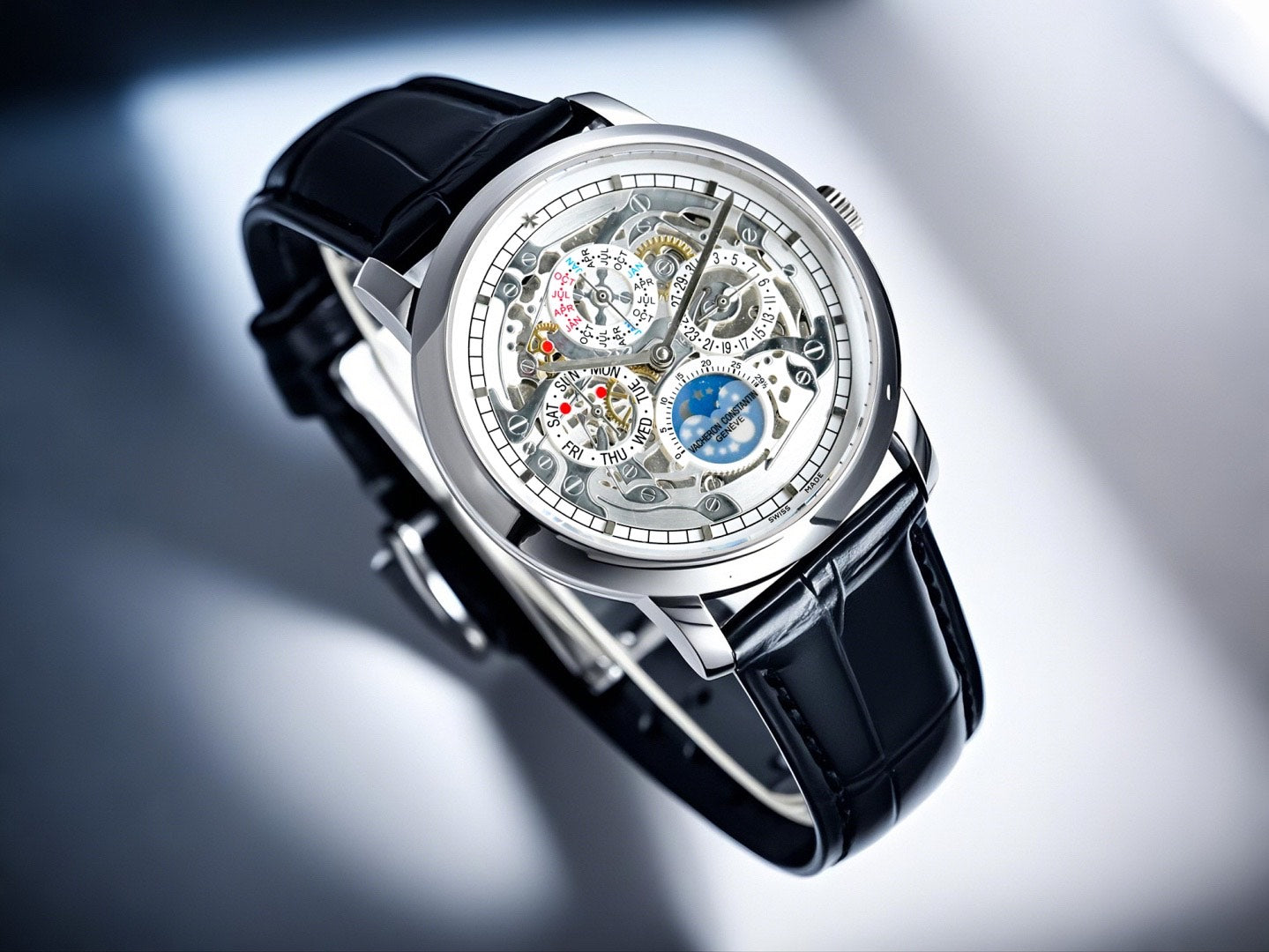 Skeleton Moonphase Chronograph – Black Leather Edition