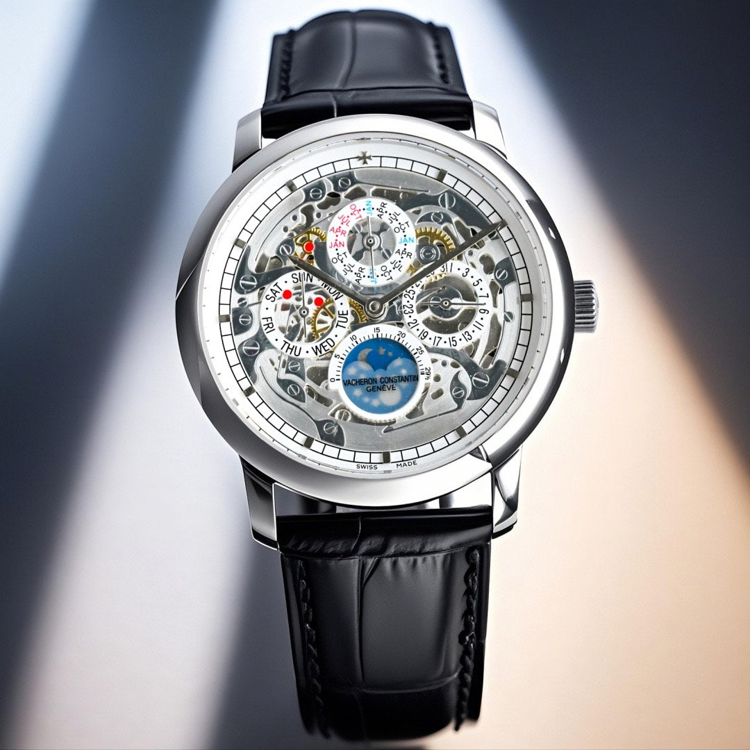 Skeleton Moonphase Chronograph – Black Leather Edition