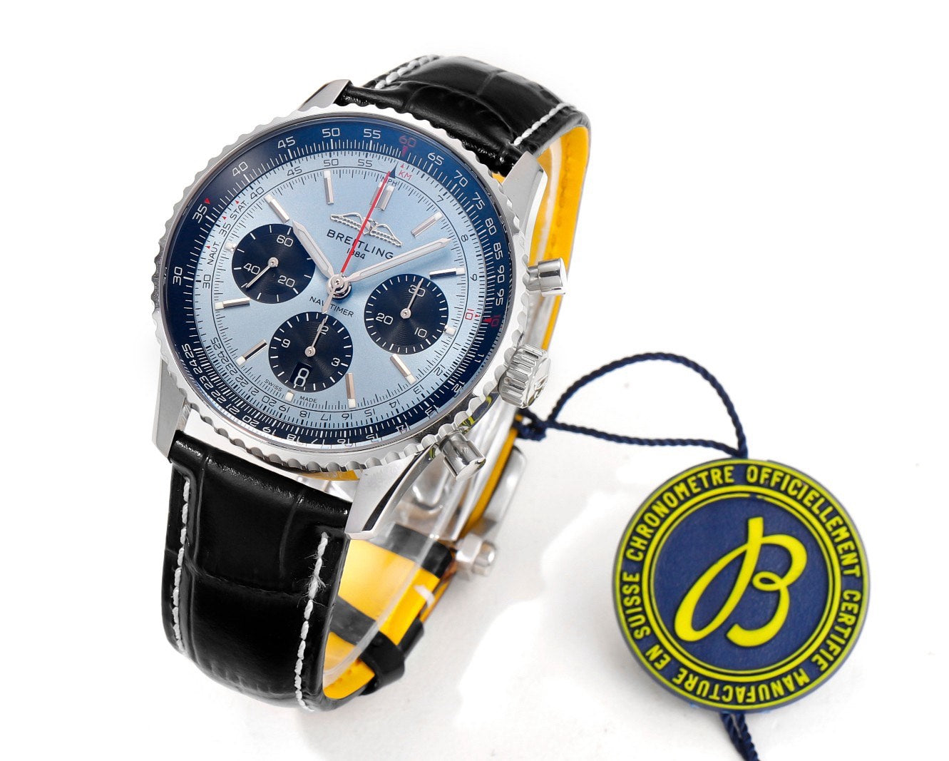 Breitling Chronomat Light Blue Dial Leather Strap Edition
