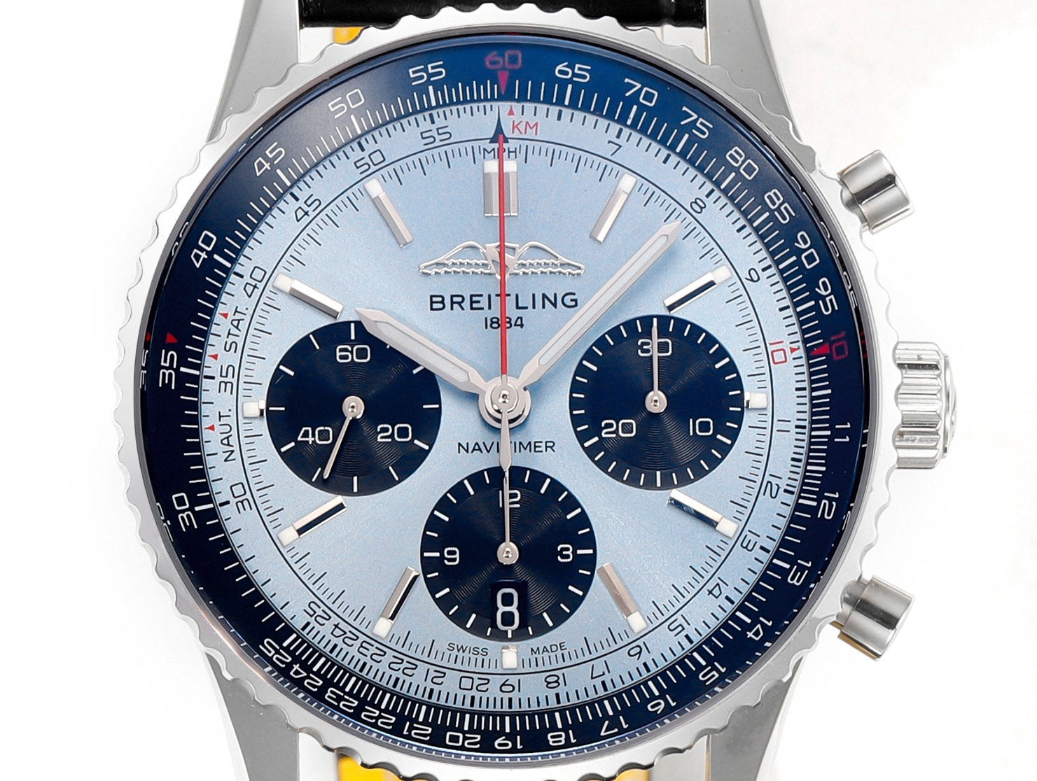 Breitling Chronomat Light Blue Dial Leather Strap Edition