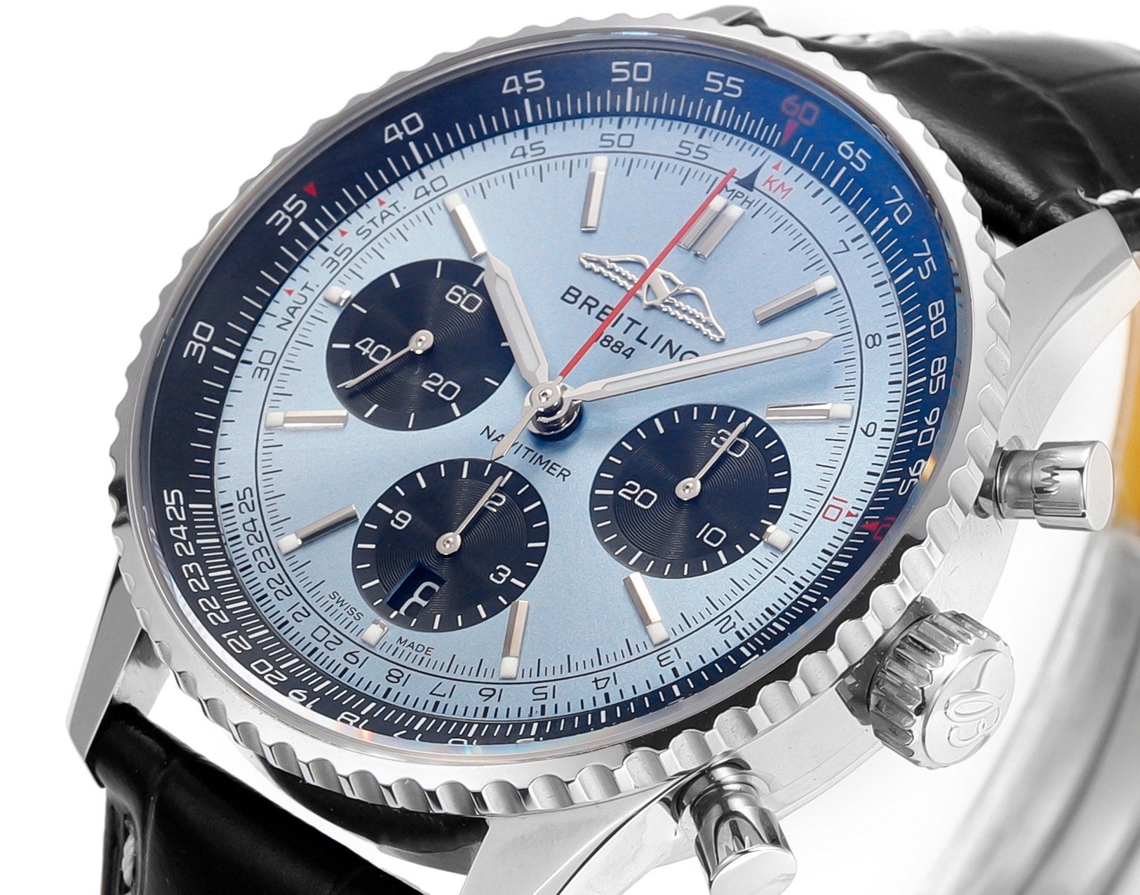 Breitling Chronomat Light Blue Dial Leather Strap Edition