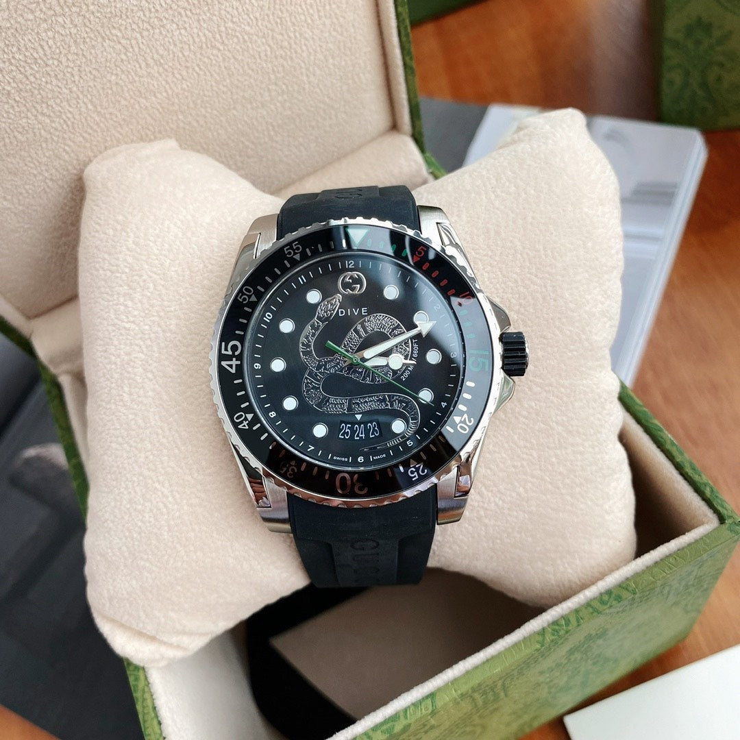 G-Timeless Leather Strap Watch - Black on Black