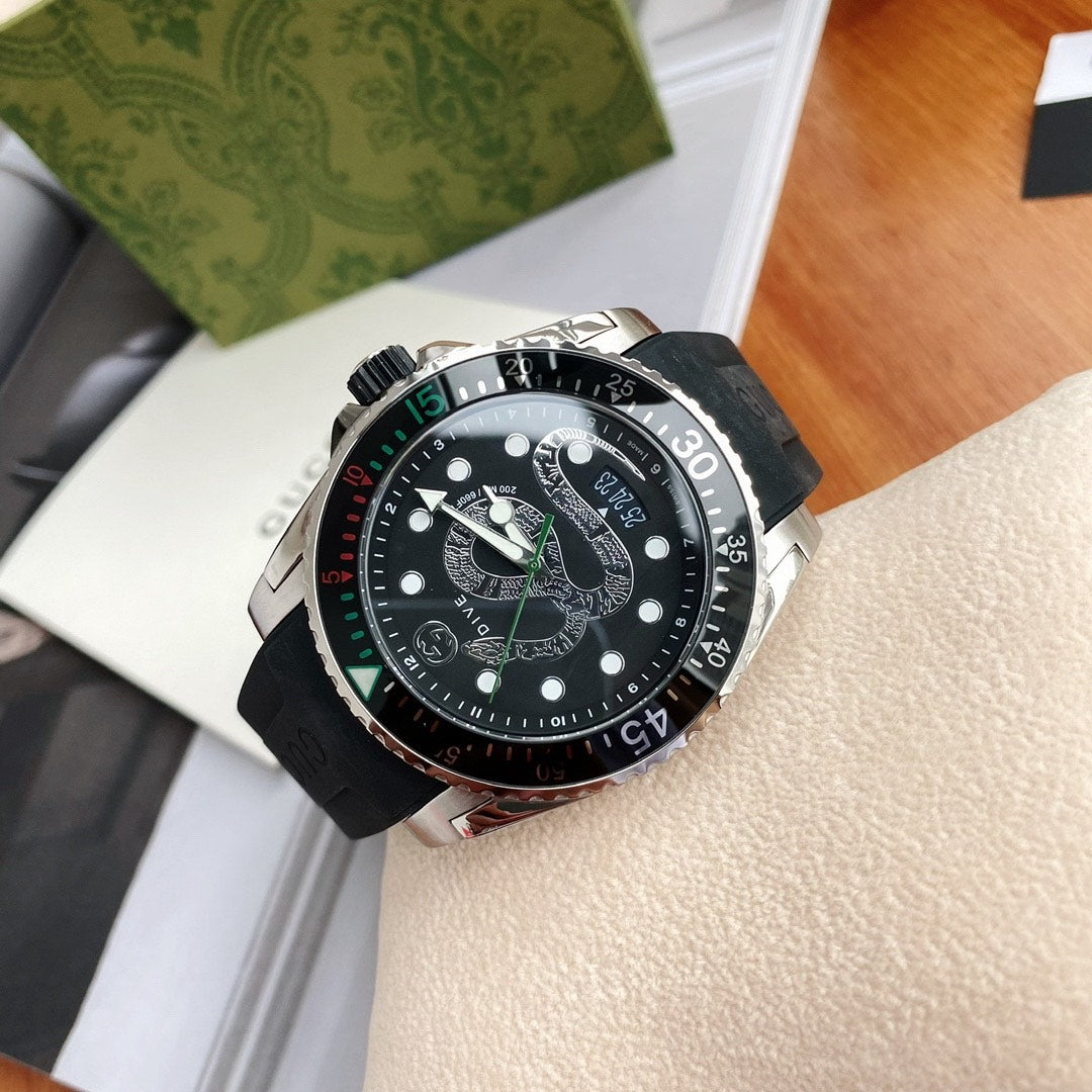 G-Timeless Leather Strap Watch - Black on Black