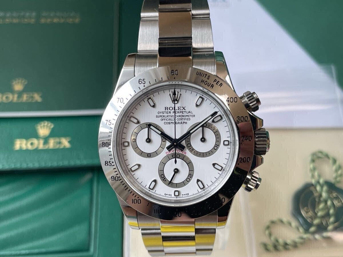 Rolex Cosmograph Daytona – White Dial, Full Set with Tags & Warranty