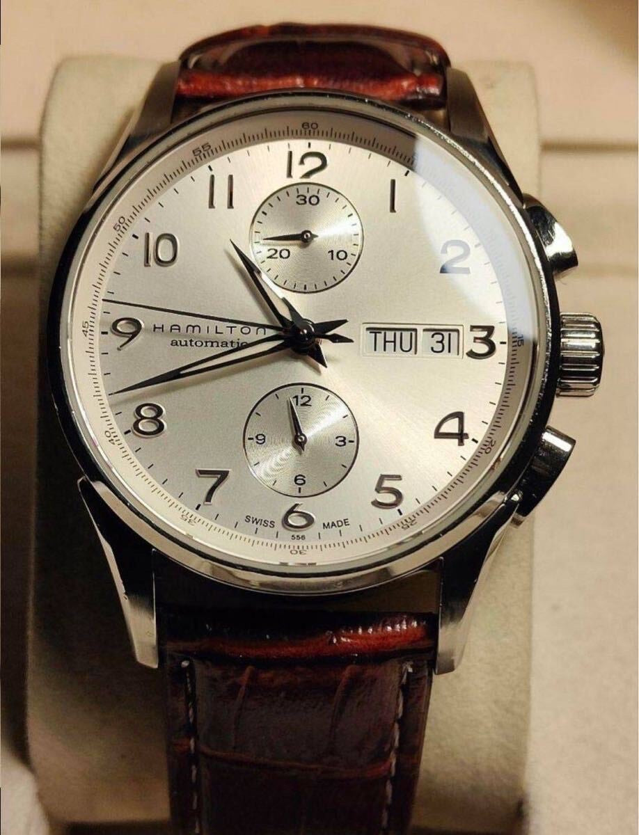 Hamilton Automatic Chronograph – Silver Dial, Brown Leather Strap, Day-Date
