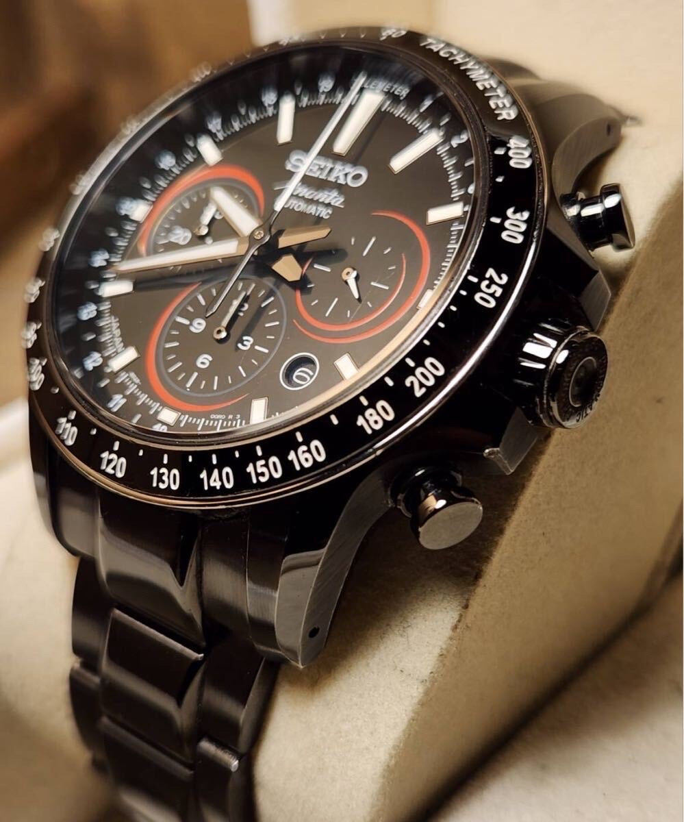 Seiko Automatic Chronograph Stainless Steel Tachymeter - Black Dial