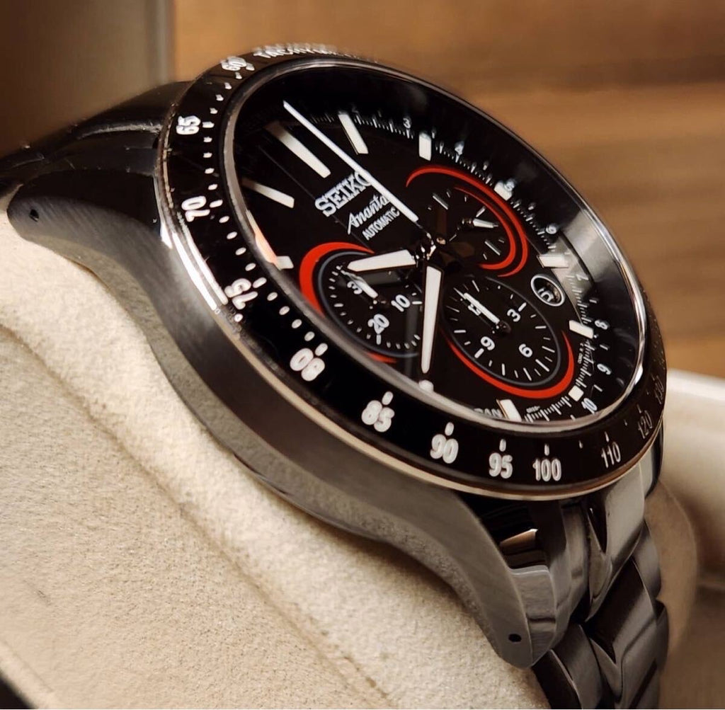 Seiko Automatic Chronograph Stainless Steel Tachymeter - Black Dial